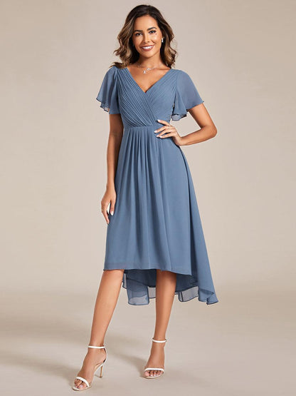 Robe Femme Coupe Fluide Col en V Élégante pour Invitée de Mariage
