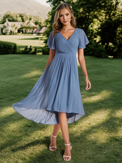 Robe Femme Coupe Fluide Col en V Élégante pour Invitée de Mariage
