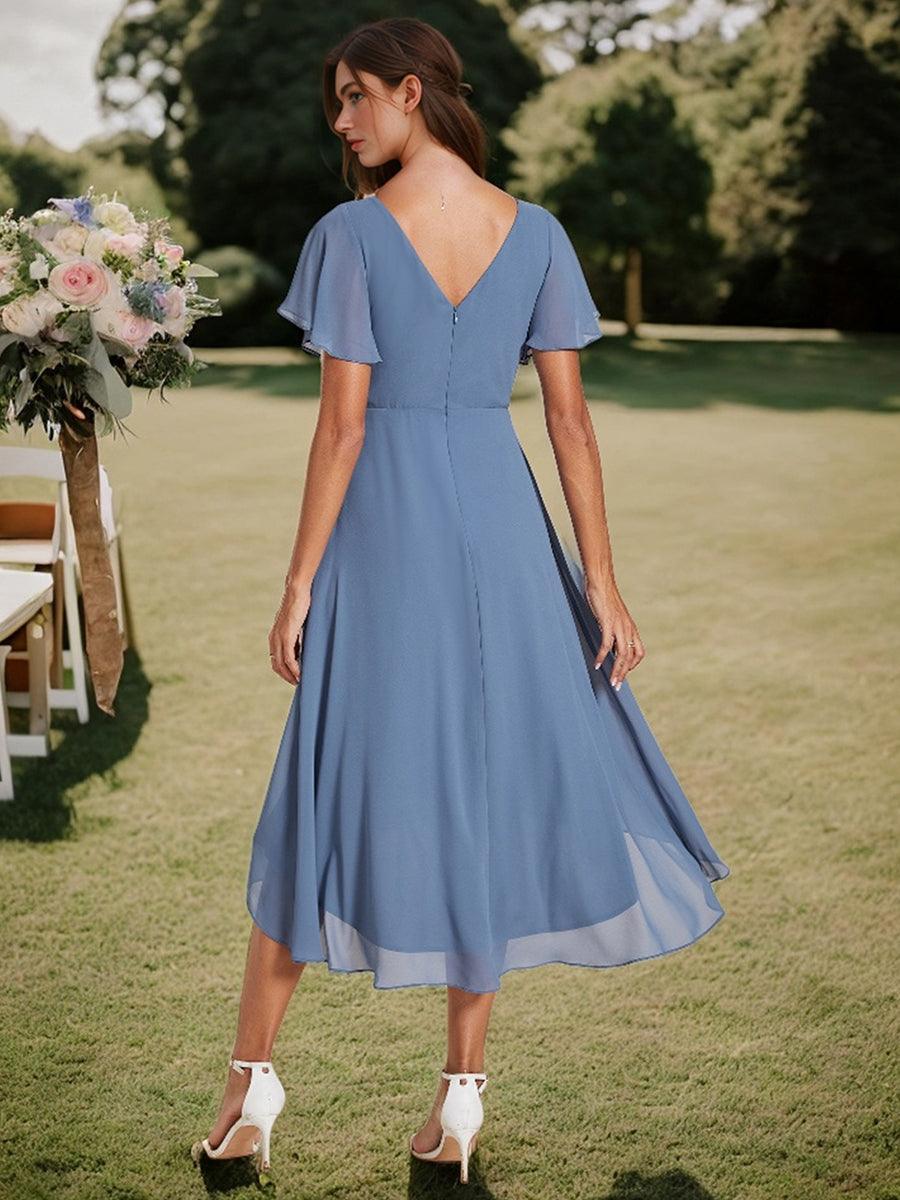 Robe Femme Coupe Fluide Col en V Élégante pour Invitée de Mariage