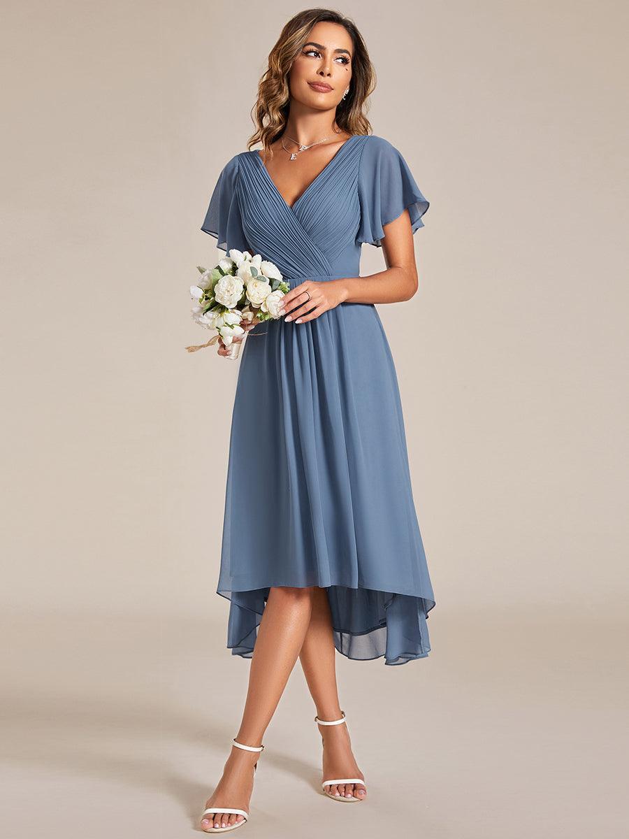 Robe Femme Coupe Fluide Col en V Élégante pour Invitée de Mariage