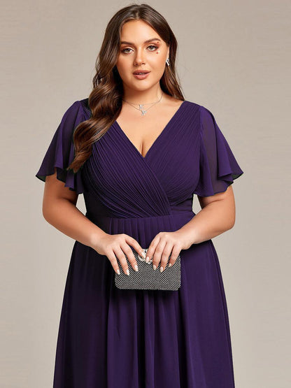 Robe Femme Coupe Fluide Col en V Élégante pour Invitée de Mariage