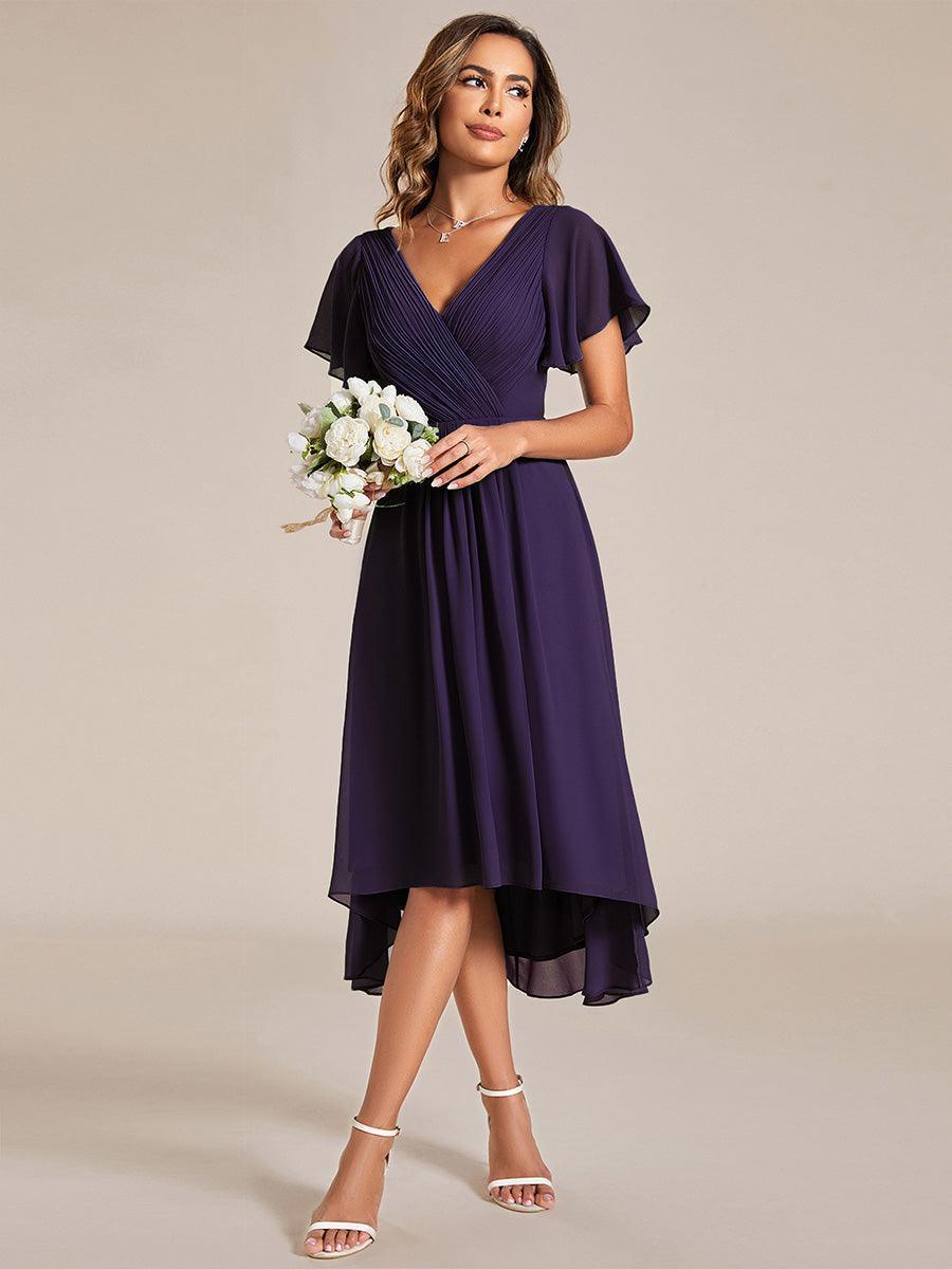 Robe Femme Coupe Fluide Col en V Élégante pour Invitée de Mariage