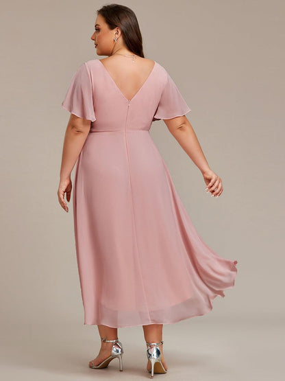 Robe Femme Coupe Fluide Col en V Élégante pour Invitée de Mariage