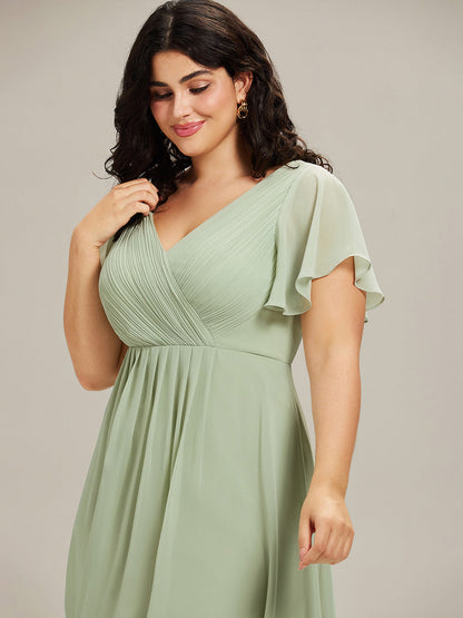 Robe Femme Coupe Fluide Col en V Élégante pour Invitée de Mariage