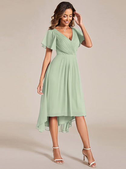 Robe Femme Coupe Fluide Col en V Élégante pour Invitée de Mariage