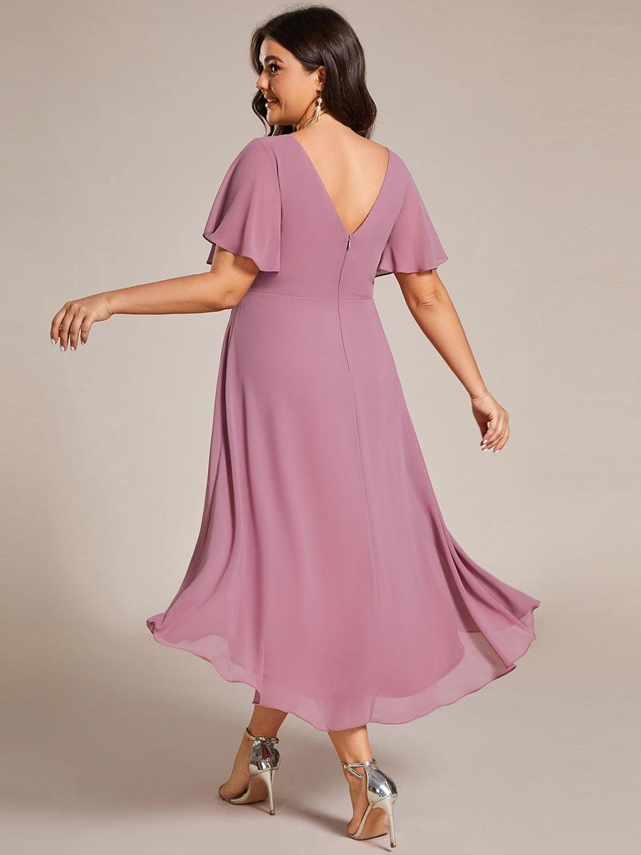 Robe Femme Coupe Fluide Col en V Élégante pour Invitée de Mariage