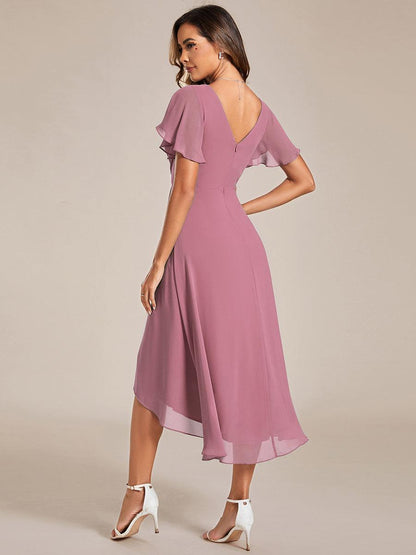 Robe Femme Coupe Fluide Col en V Élégante pour Invitée de Mariage