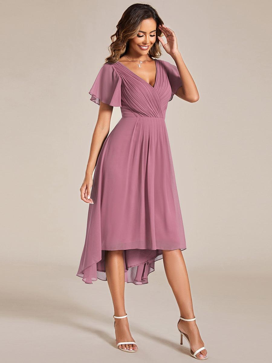 Robe Femme Coupe Fluide Col en V Élégante pour Invitée de Mariage