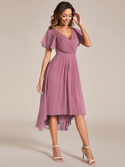 Robe Femme Coupe Fluide Col en V Élégante pour Invitée de Mariage