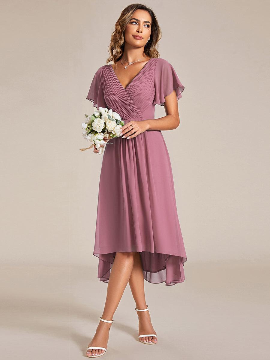 Robe Femme Coupe Fluide Col en V Élégante pour Invitée de Mariage