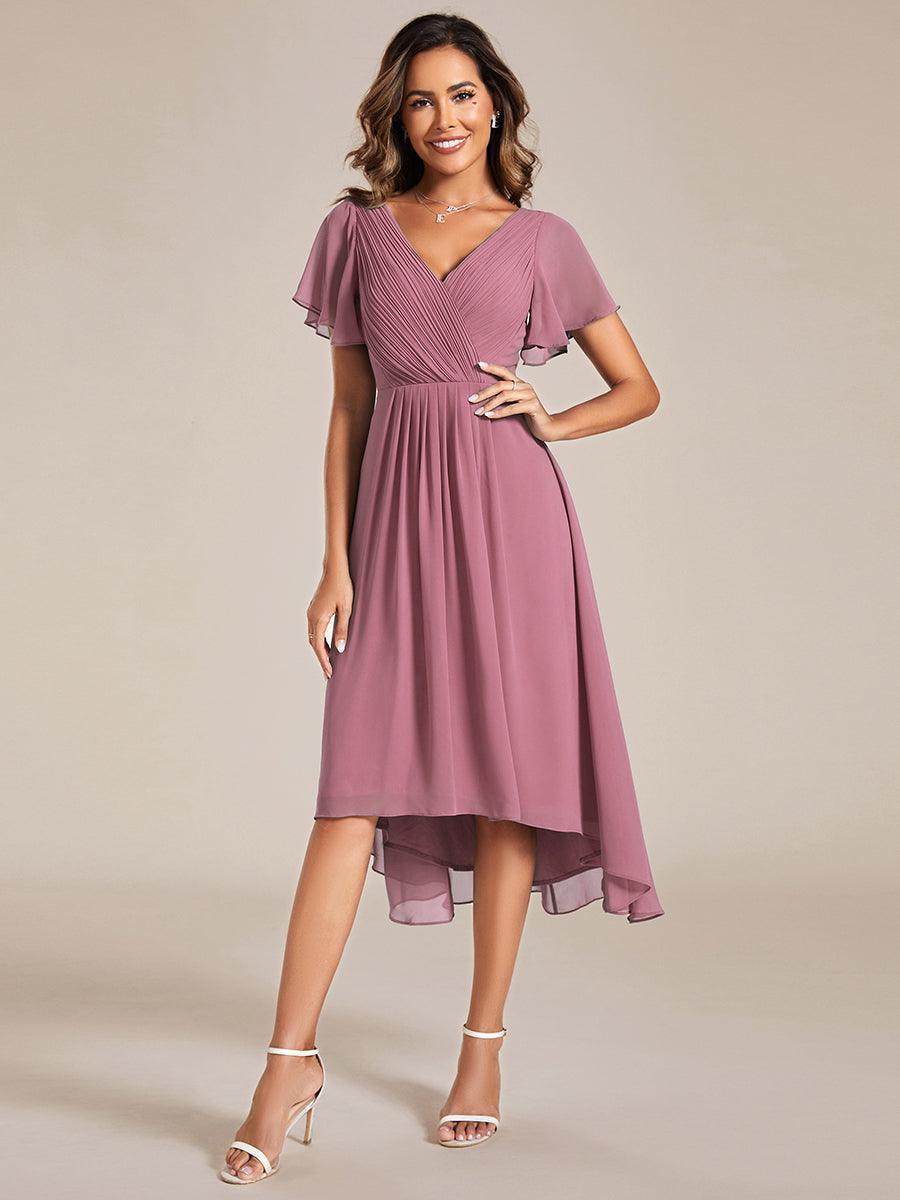 Robe Femme Coupe Fluide Col en V Élégante pour Invitée de Mariage
