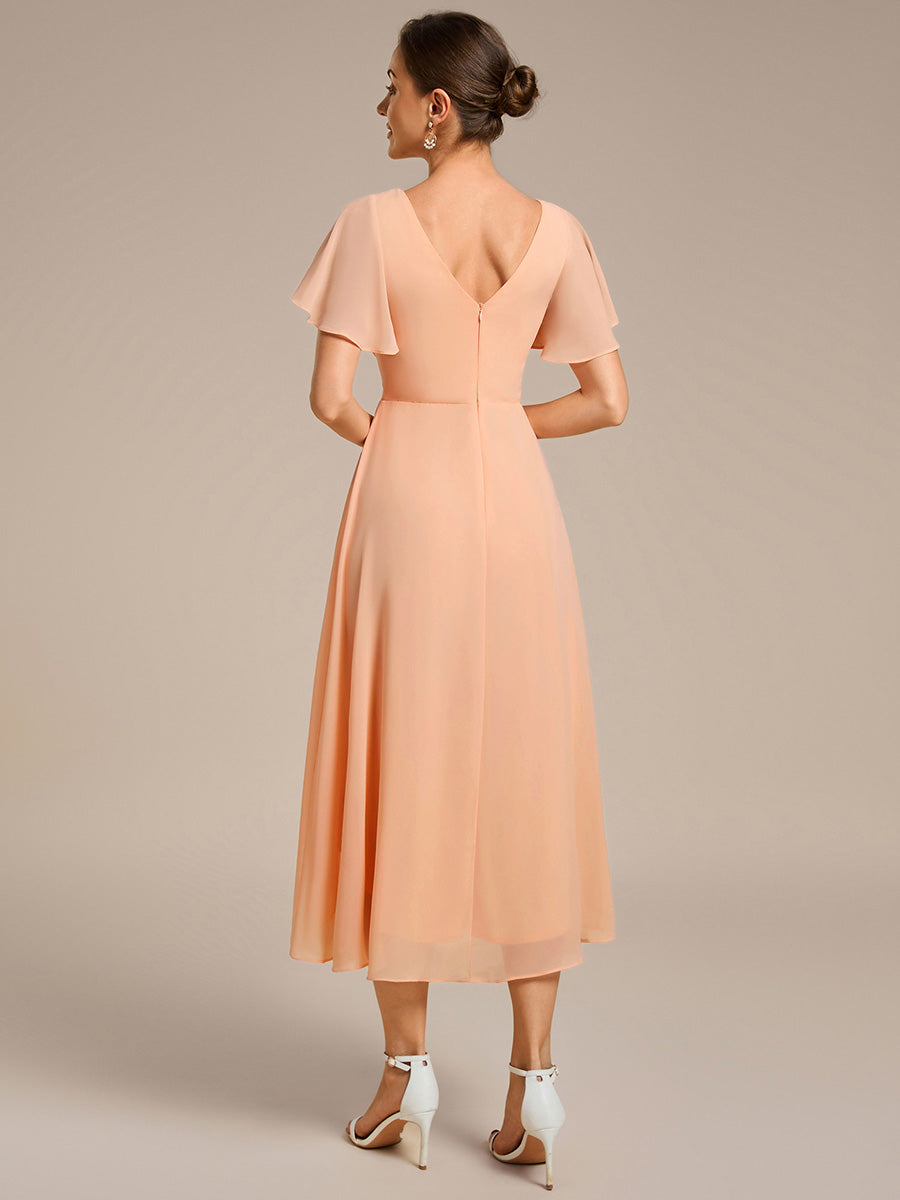 Robe Femme Coupe Fluide Col en V Élégante pour Invitée de Mariage