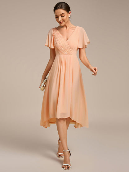 Robe Femme Coupe Fluide Col en V Élégante pour Invitée de Mariage