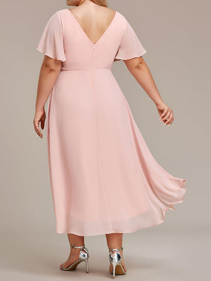 Robe Femme Coupe Fluide Col en V Élégante pour Invitée de Mariage