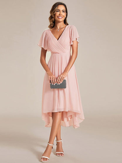 Robe Femme Coupe Fluide Col en V Élégante pour Invitée de Mariage