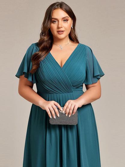 Robe Femme Coupe Fluide Col en V Élégante pour Invitée de Mariage