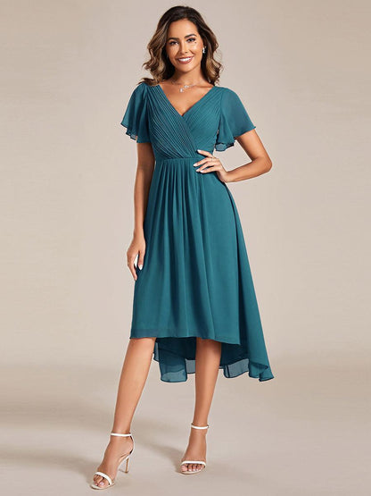 Robe Femme Coupe Fluide Col en V Élégante pour Invitée de Mariage