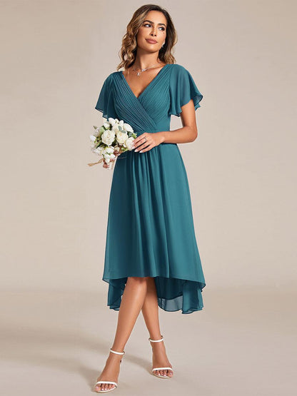 Robe Femme Coupe Fluide Col en V Élégante pour Invitée de Mariage