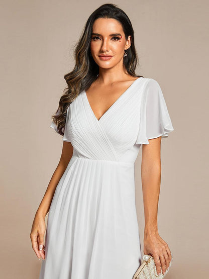 Robe Femme Coupe Fluide Col en V Élégante pour Invitée de Mariage
