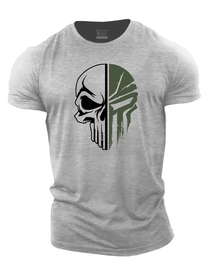 T-Shirt Homme Tête de Mort Style Militaire