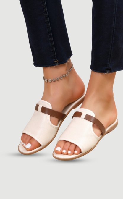 Sandales Femmes Cuir Blanc Nacré