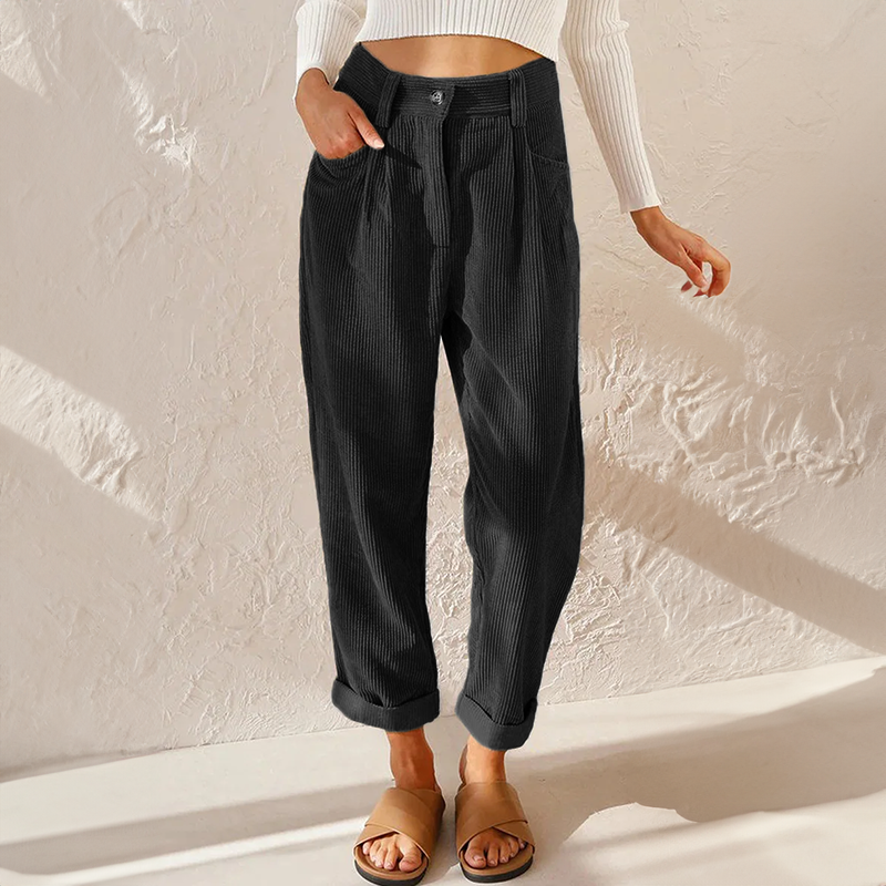 Pantalon Femme Velours Confortable Taille Élégante