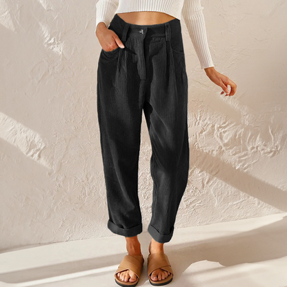 Pantalon Femme Velours Confortable Taille Élégante