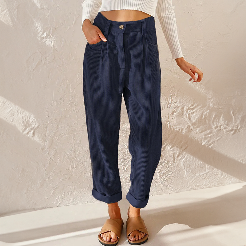 Pantalon Femme Velours Confortable Taille Élégante