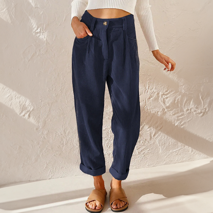 Pantalon Femme Velours Confortable Taille Élégante