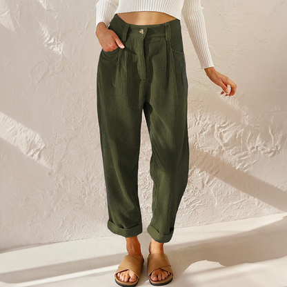 Pantalon Femme Velours Confortable Taille Élégante