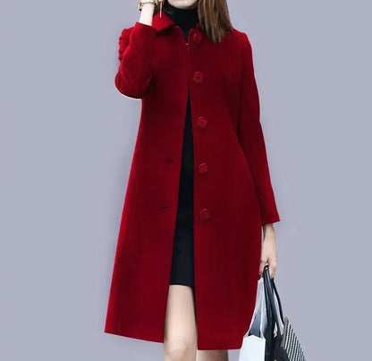 Manteau Femme Élégant Long à Col Tailleur et Coupe Droite - PanierRoyale