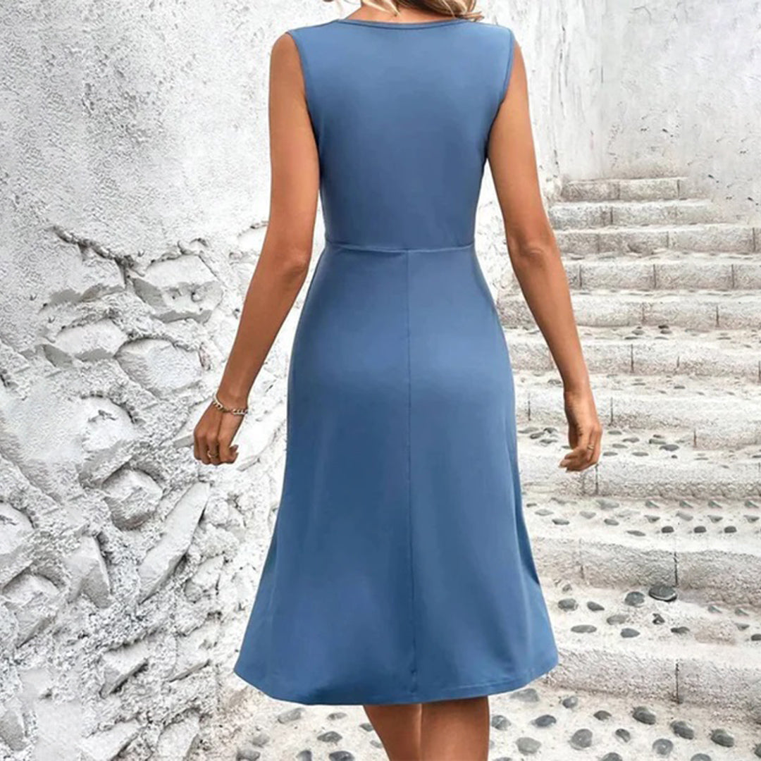 Robe Été Sans Manches en Plissé Floral Féminine