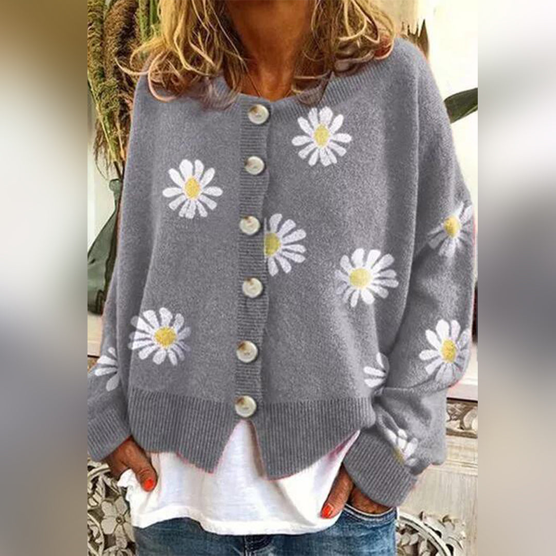 Gilet Femme Élégant Fleuri pour Automne