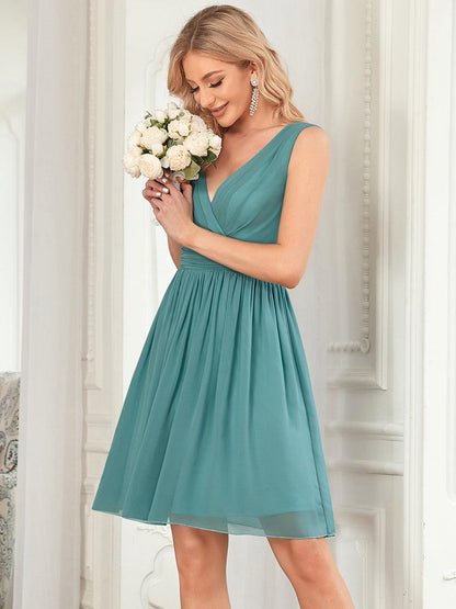 Robe Mi-Longue Demoiselle dHonneur Femme Mousseline Col en V