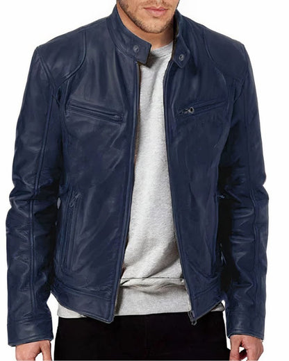 Veste Cuir Homme Noir Zippée Éclair