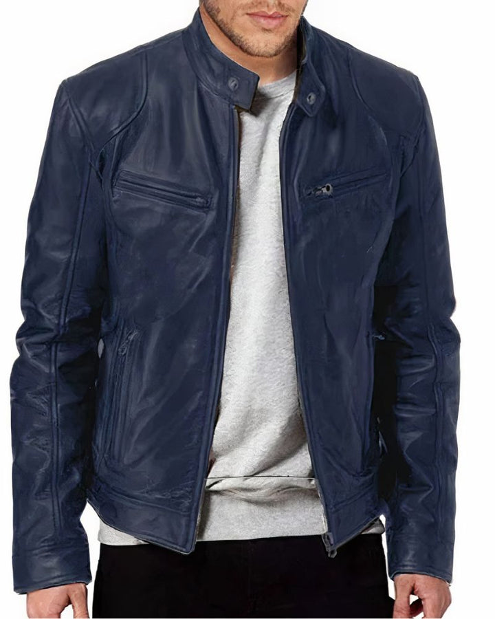 Veste Cuir Noir Zippée Éclair - vue 4