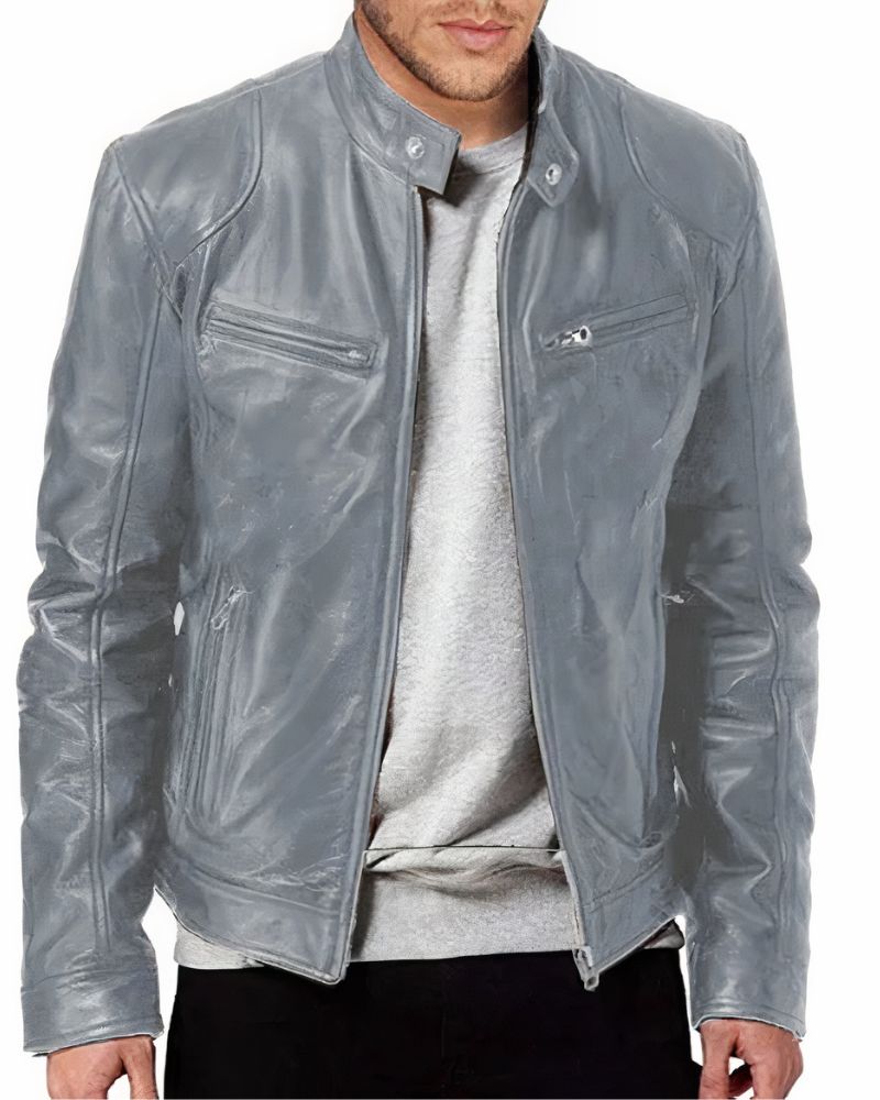 Veste Cuir Homme Noir Zippée Éclair - PanierRoyale