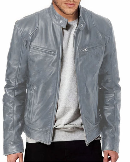 Veste Cuir Homme Noir Zippée Éclair - PanierRoyale
