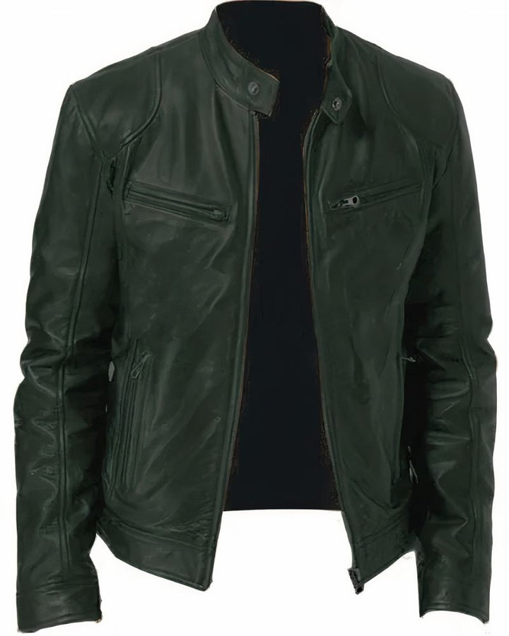 Veste Cuir Noir Zippée Éclair - vue 3