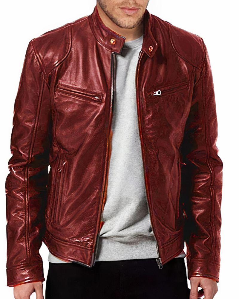 Veste Cuir Homme Noir Zippée Éclair