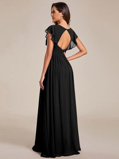 Robe Longue Femme en Mousseline Dos Ouvert Coupe Élégante