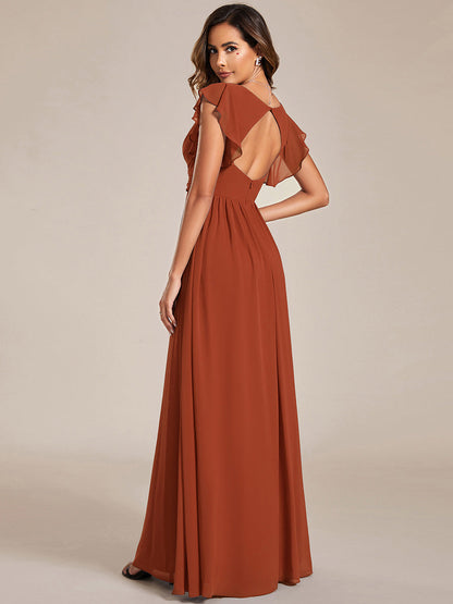 Robe Longue Femme en Mousseline Dos Ouvert Coupe Élégante