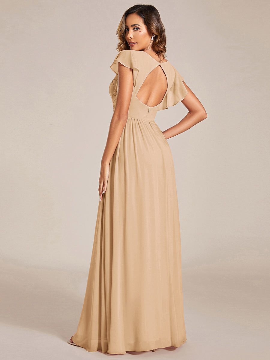 Robe Longue Femme en Mousseline Dos Ouvert Coupe Élégante
