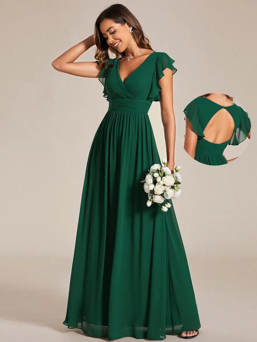 Robe Longue Femme en Mousseline Dos Ouvert Coupe Élégante