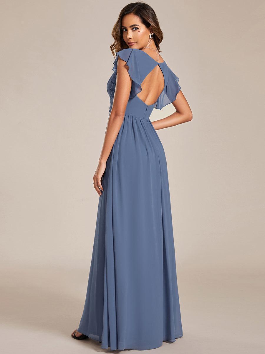 Robe Longue Femme en Mousseline Dos Ouvert Coupe Élégante