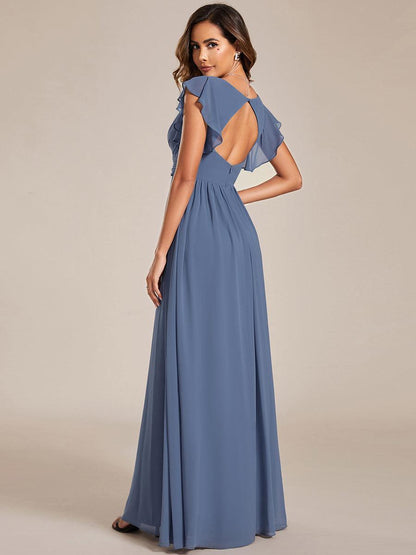 Robe Longue Femme en Mousseline Dos Ouvert Coupe Élégante