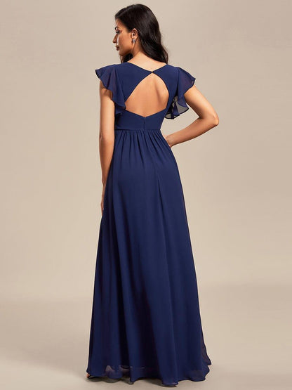 Robe Longue Femme en Mousseline Dos Ouvert Coupe Élégante