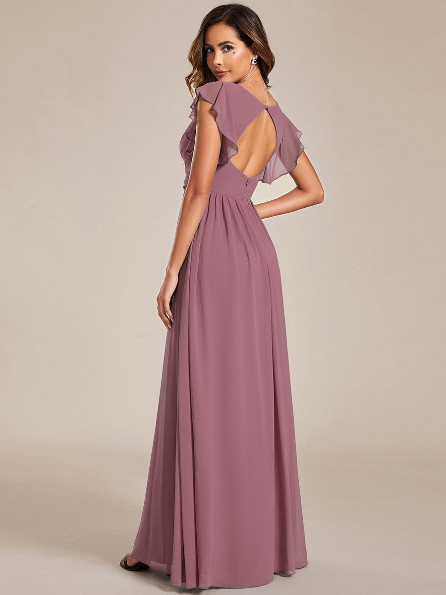 Robe Longue Femme en Mousseline Dos Ouvert Coupe Élégante
