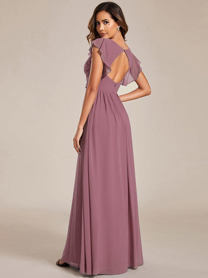 Robe Longue Femme en Mousseline Dos Ouvert Coupe Élégante