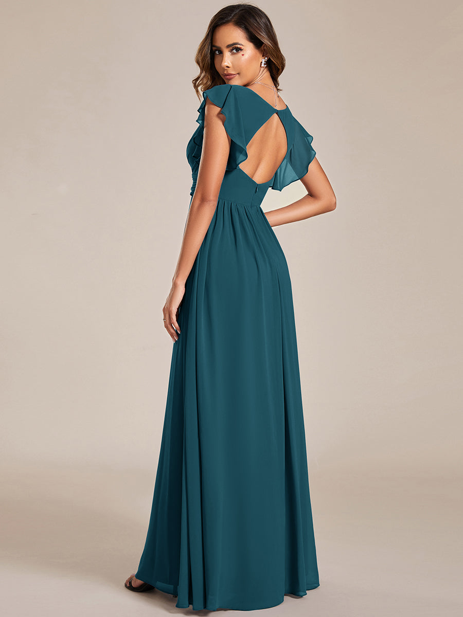 Robe Longue Femme en Mousseline Dos Ouvert Coupe Élégante